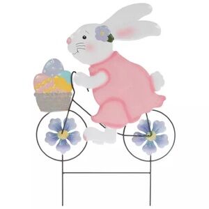 Bunny Delivering Eggs Metal Garden Stake